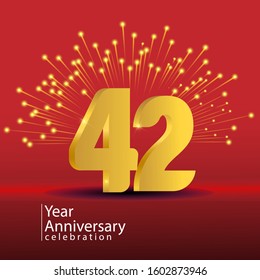 42 Years Anniversary Celebration Vector Template Design Illustration
