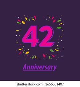 42 Years Anniversary Celebration Vector Template Design Illustration