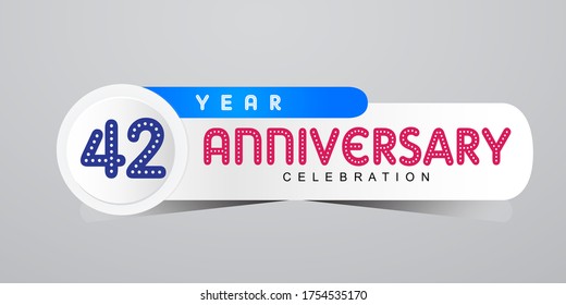 42 Years Anniversary Celebration Vector Template Design Illustration