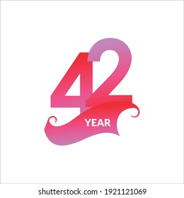 42 Years Anniversary Celebration Vector Template Design Illustration