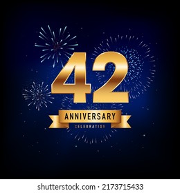 42 Years Anniversary Celebration, Vector Design Illustration Template
