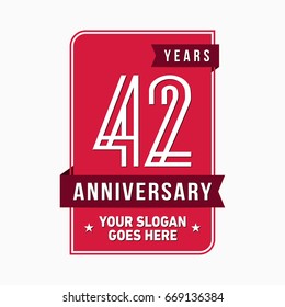 42 years anniversary design template. Vector and illustration.