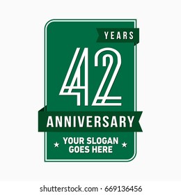 42 years anniversary design template. Vector and illustration.
