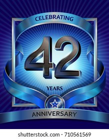 42 years anniversary design template for invitation, advertising, banner, vector design