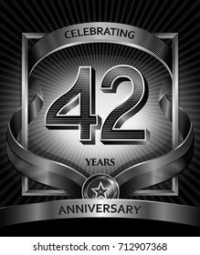 42 years anniversary design template for invitation, advertising, banner, vector design