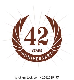 42 years anniversary. Elegant anniversary design. 42 years logo.