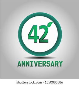 42 years Anniversary with go green design. Simple design with leave on second number. Green font and circle. My all design can see in my portofolio