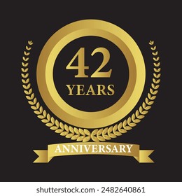 42 years anniversary icon with laurel wreath. Vector illustration.