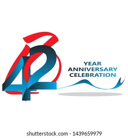 42 years anniversary linked logotype with red color isolated on white background for company celebration event