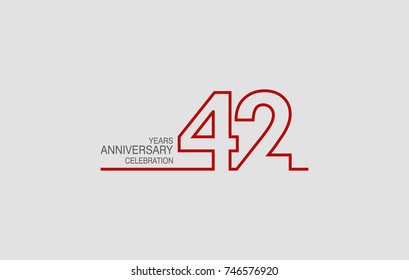 42 years anniversary linked logotype with red color isolated on white background for company celebration event