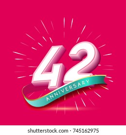 42 years anniversary logo celebration with firework and ribbon