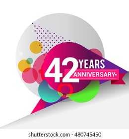 42 years Anniversary logo, Colorful geometric background vector design template elements for your birthday celebration.