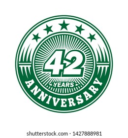 42 years anniversary. Anniversary logo design. Vector and illustration.