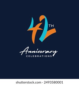 42 years anniversary logo design. Anniversary logo design template.