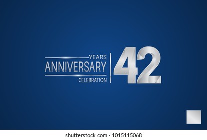 42 years anniversary logo with elegance silver color isolated on blue background for celebration event