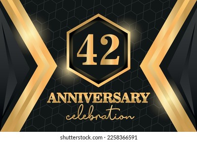 42 Years Anniversary Logo Golden Colored  vector design for greeting