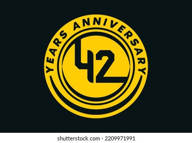 42 years anniversary logo and sticker design