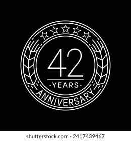 42 years anniversary logo template. 42nd line art vector and illustration.