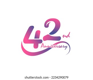 42 years anniversary logotype. 42nd Anniversary template design for Creative poster, flyer, leaflet, invitation card