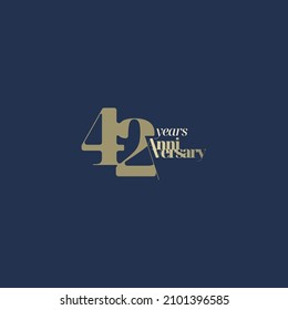 42 years anniversary logotype with modern minimalism style. Vector Template Design Illustration.