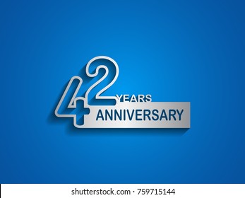 42 years anniversary logotype with outline number silver color on blue background