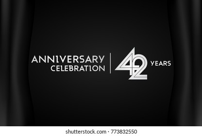 42 Years Anniversary Logotype with   Silver Multi Linear Number Isolated on Dark Background