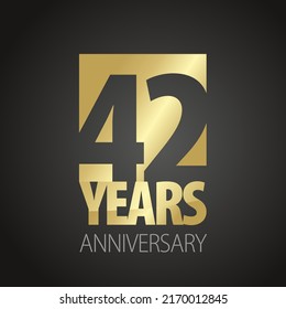 42 Years Anniversary negative space numbers gold black logo icon banner