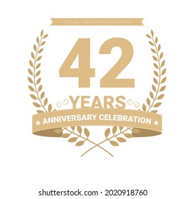 42 years anniversary vector icon, logo. Graphic design element with number and text composition for 42th anniversary