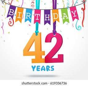 42 Years Birthday Celebration greeting card Design