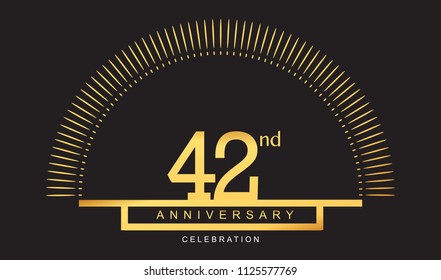 42 years golden anniversary logo celebration with firework elegant design for anniversary celebration.
