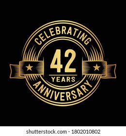42 years logo design template. 42nd anniversary vector and illustration.
