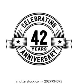 plantilla de diseño de logotipo de 42 años. 42º aniversario vector e ilustración
