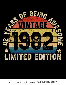 42 Years Old of Being Awesome Born in 1982 Legend Retro Vintage Birthday Ideas for Men Women