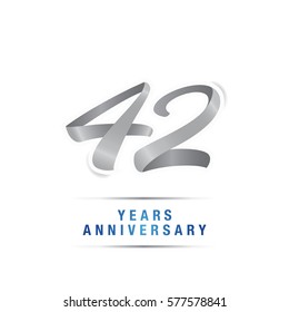42 years silver anniversary celebration logo , isolated on white background