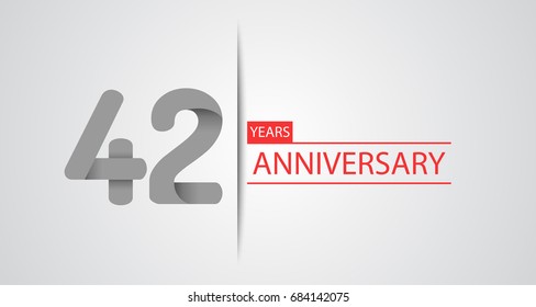 42 Years simple anniversary celebration logo, anniversary for celebration, birthday, wedding and party