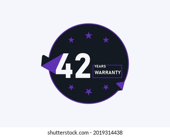 42 years warranty icon isolated on white background