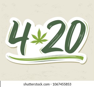 4:20 Marijuana Leaf, Cannabis Celebration Vector Lettering Design, April 20.