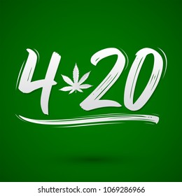 4:20 Marijuana Leaf, Cannabis Celebration Vector Lettering Design, April 20.