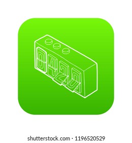 420 on analog flip clock icon green vector isolated on white background