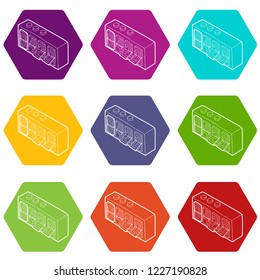 420 on analog flip clock icons 9 set coloful isolated on white for web