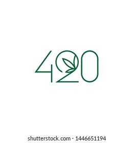 420 sign number. with leaf vector logo template