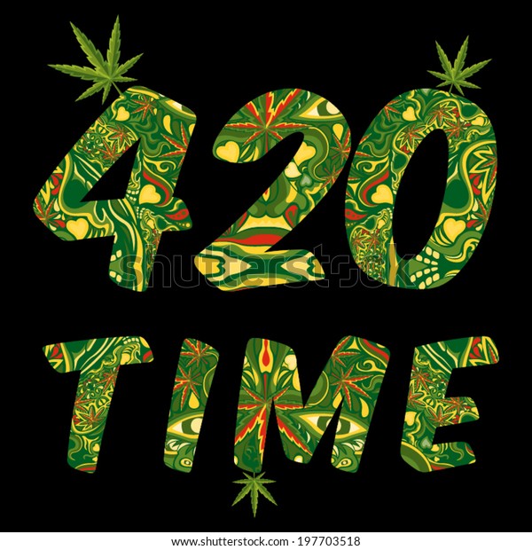 420 time marijuana textured sign vector illustration