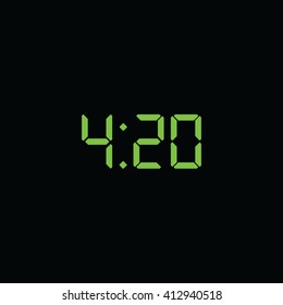 420 time quote. Digital clock icon. Weed marijuana vector icon.