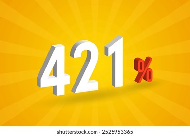 421% desconto de texto 3D para vendas e promoção.