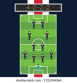 4-2-2-2 soccer formation with man player in pitch vector image