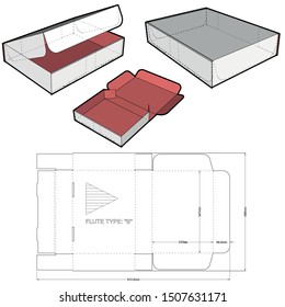 426 Box self assembly flute type B (Internal measurement 34.7x 25.8 + 6.95cm)  and Die-cut Pattern. The .eps file is full scale and fully functional. Prepared for real cardboard production.