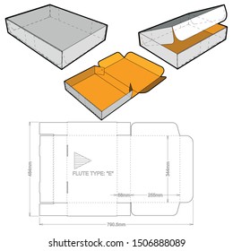 426 Box self assembly (Internal measurement 25.5 x 34.4 + 68cm)  and Die-cut Pattern. The .eps file is full scale and fully functional. Prepared for real cardboard production.