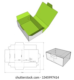 426 flute E Postal Delivery Box and Die-cut Pattern. The .eps file is full scale and fully functional. Prepared for real cardboard production.