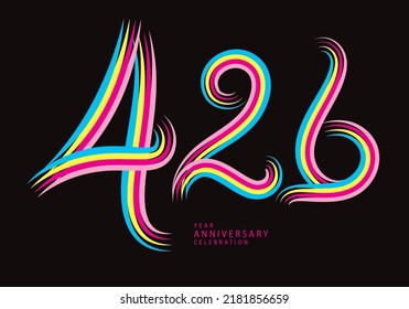 426 number design vector, graphic t shirt, 426 years anniversary celebration logotype colorful line,426th birthday logo, Banner template, logo number elements for invitation card, poster, t-shirt.