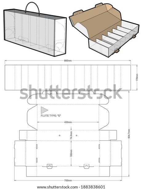 427 Flute B Box Handle Diecut Stock Vector (Royalty Free) 1883838601 ...